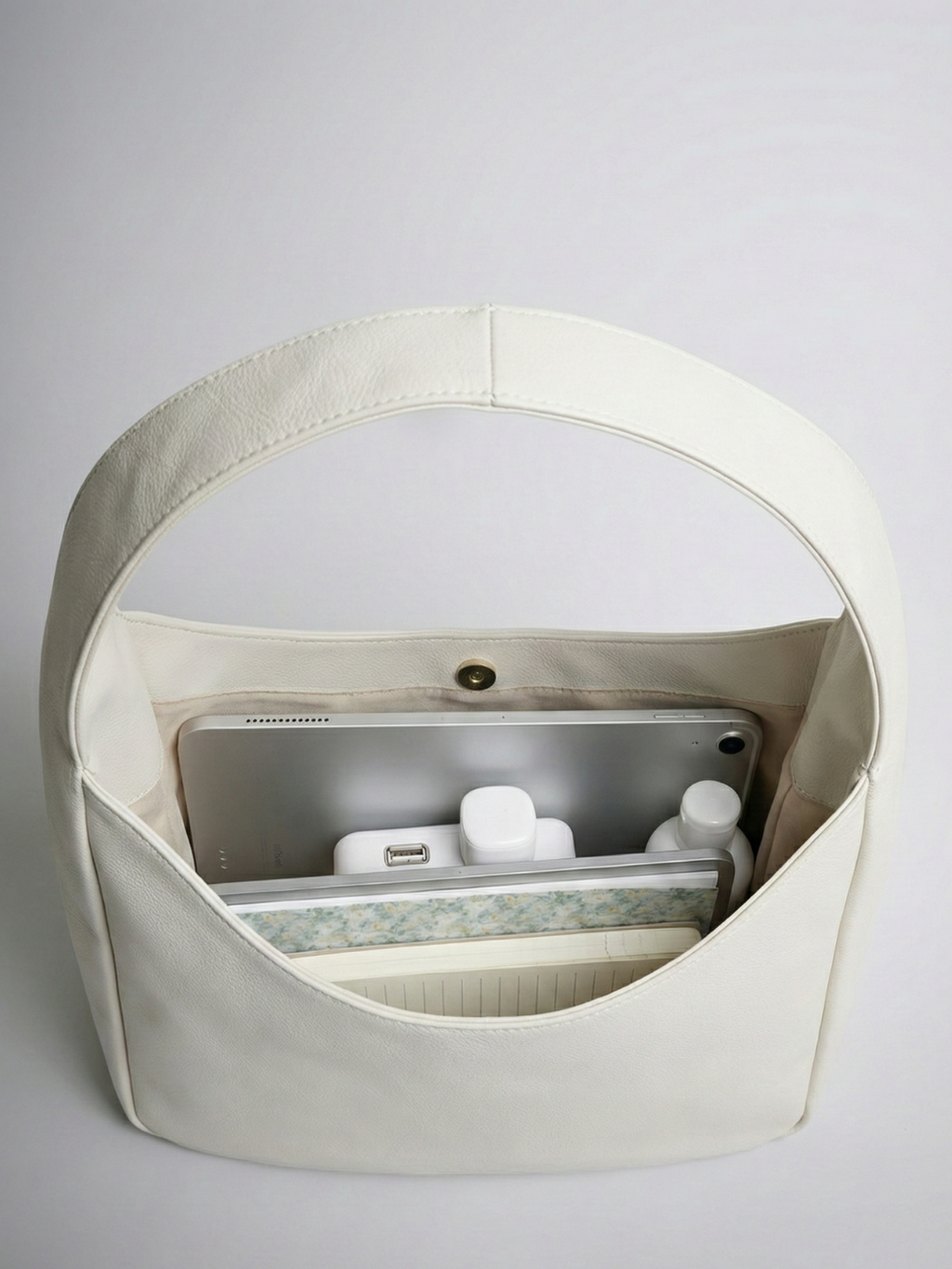 Compact Structured Shoulder Bag in White