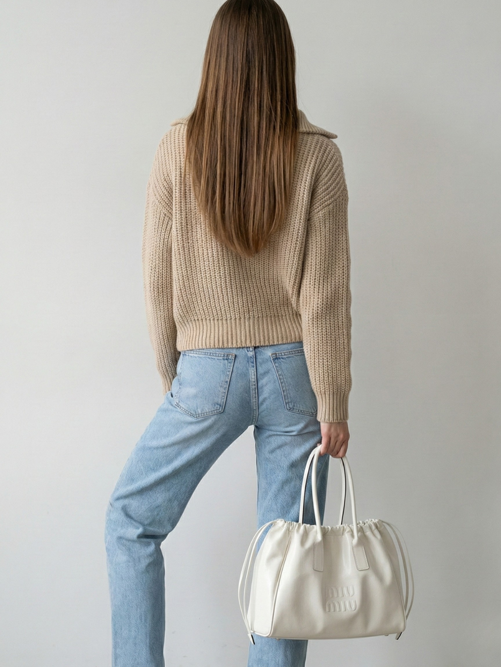 Large White Structured Work Tote