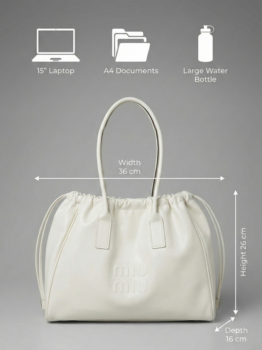 Large White Structured Work Tote