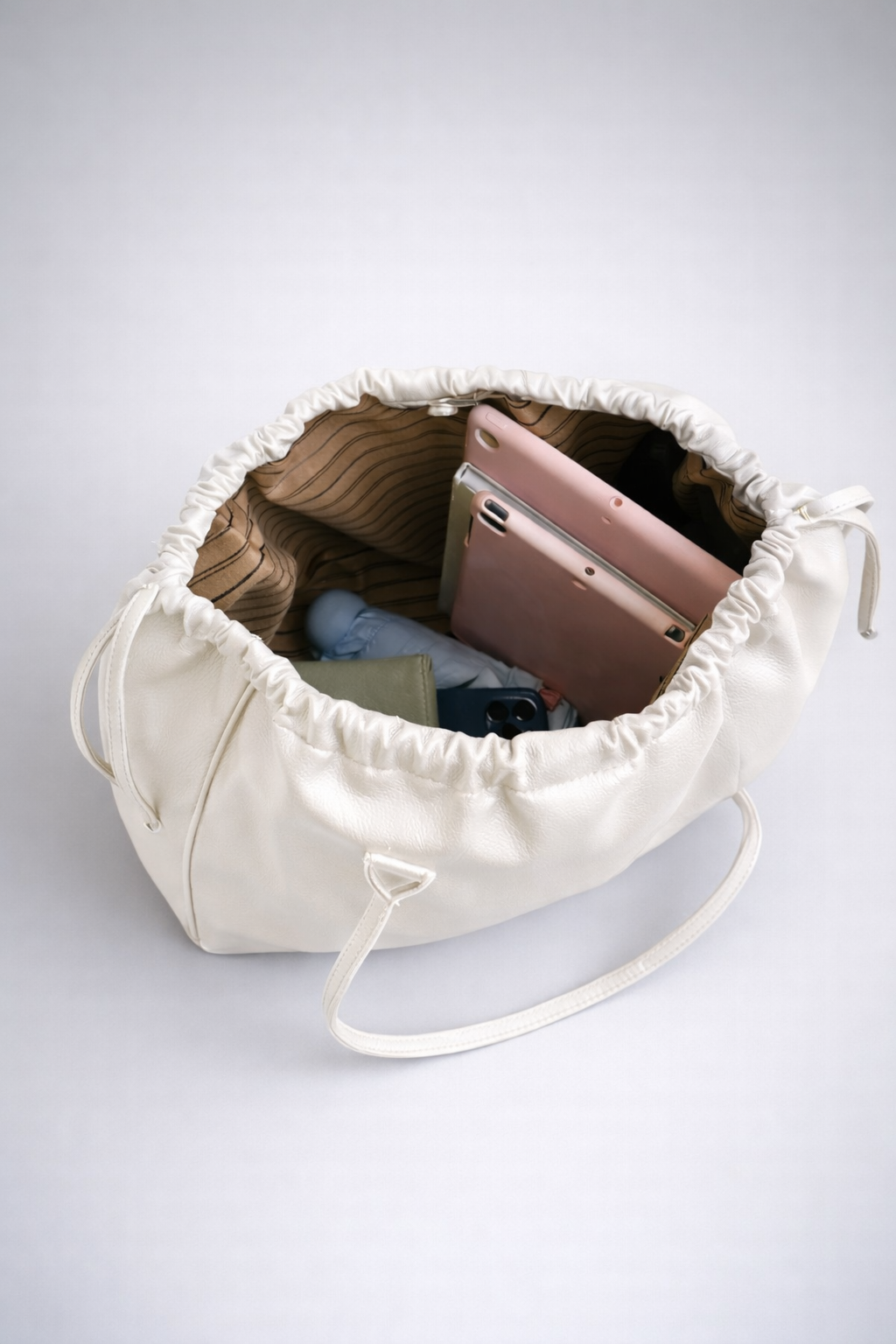 Large White Structured Work Tote