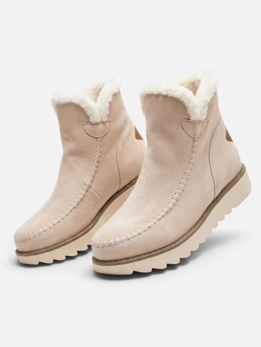 Faux Fur Lined Suede-Effect Wedge Ankle Boots