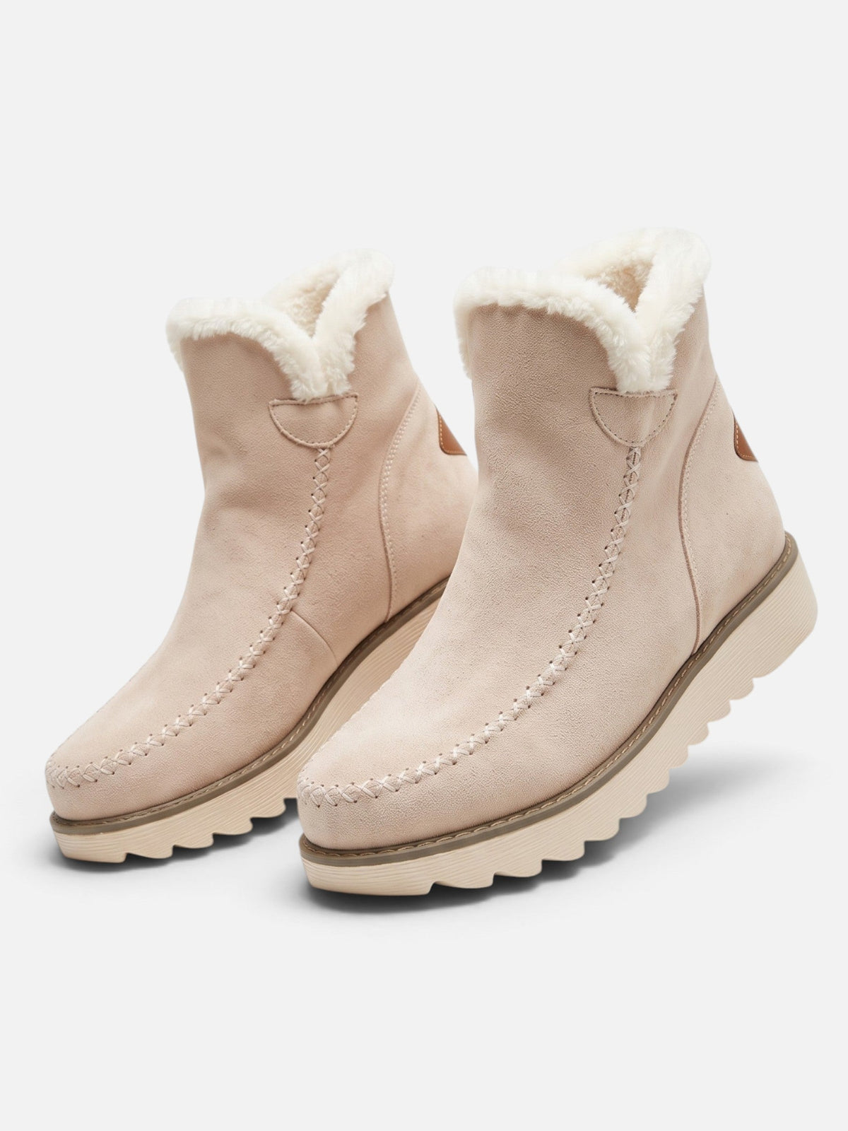 Faux Fur Lined Suede-Effect Wedge Ankle Boots