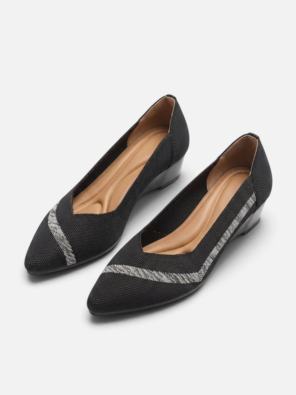 Two-Tone Knit Wedge Heels with Cushioned Insole