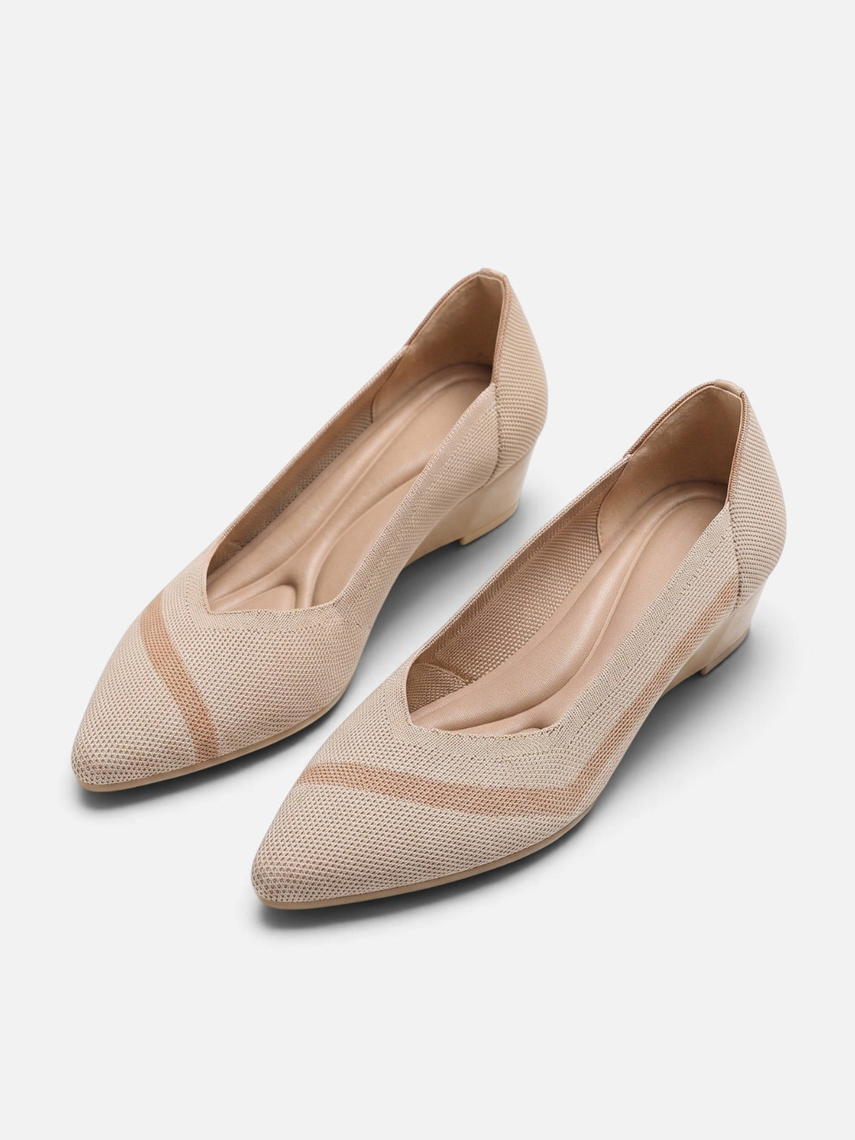 Two-Tone Knit Wedge Heels with Cushioned Insole