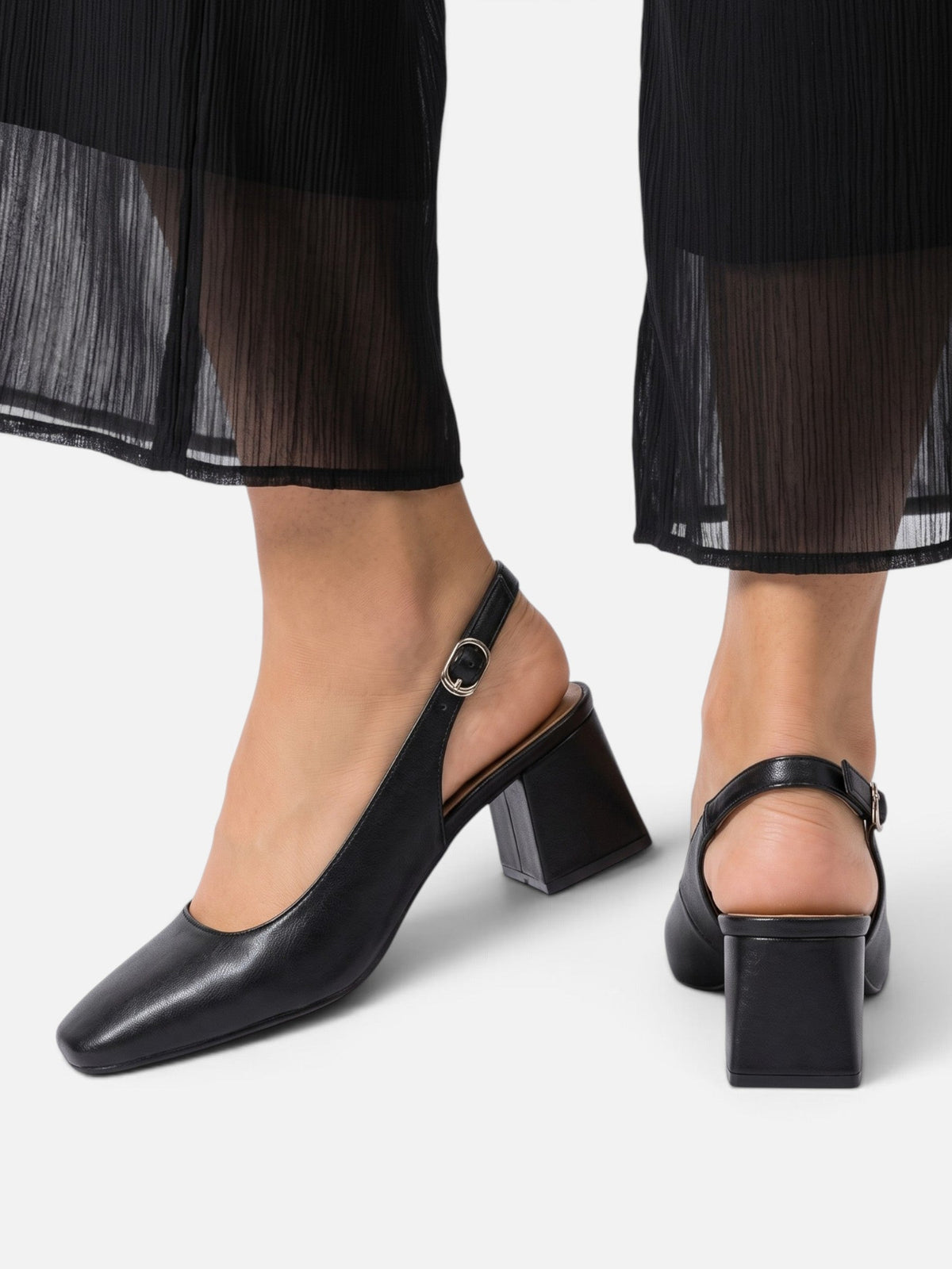 Square Toe Slingback Block Heels