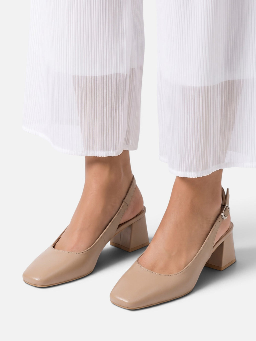 Square Toe Slingback Block Heels