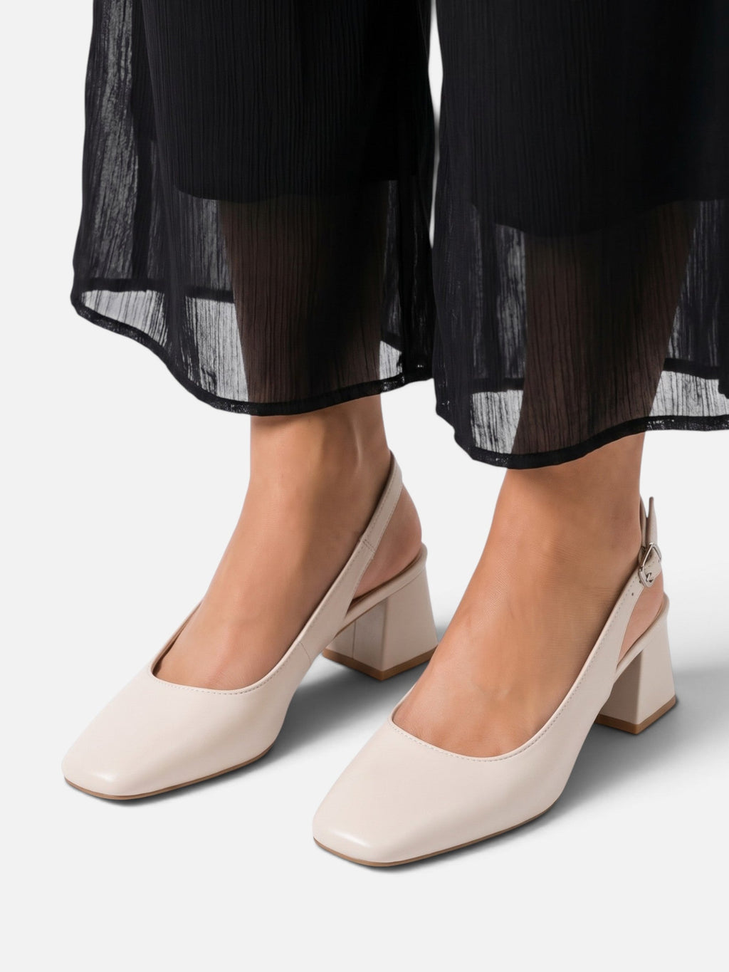 Square Toe Slingback Block Heels