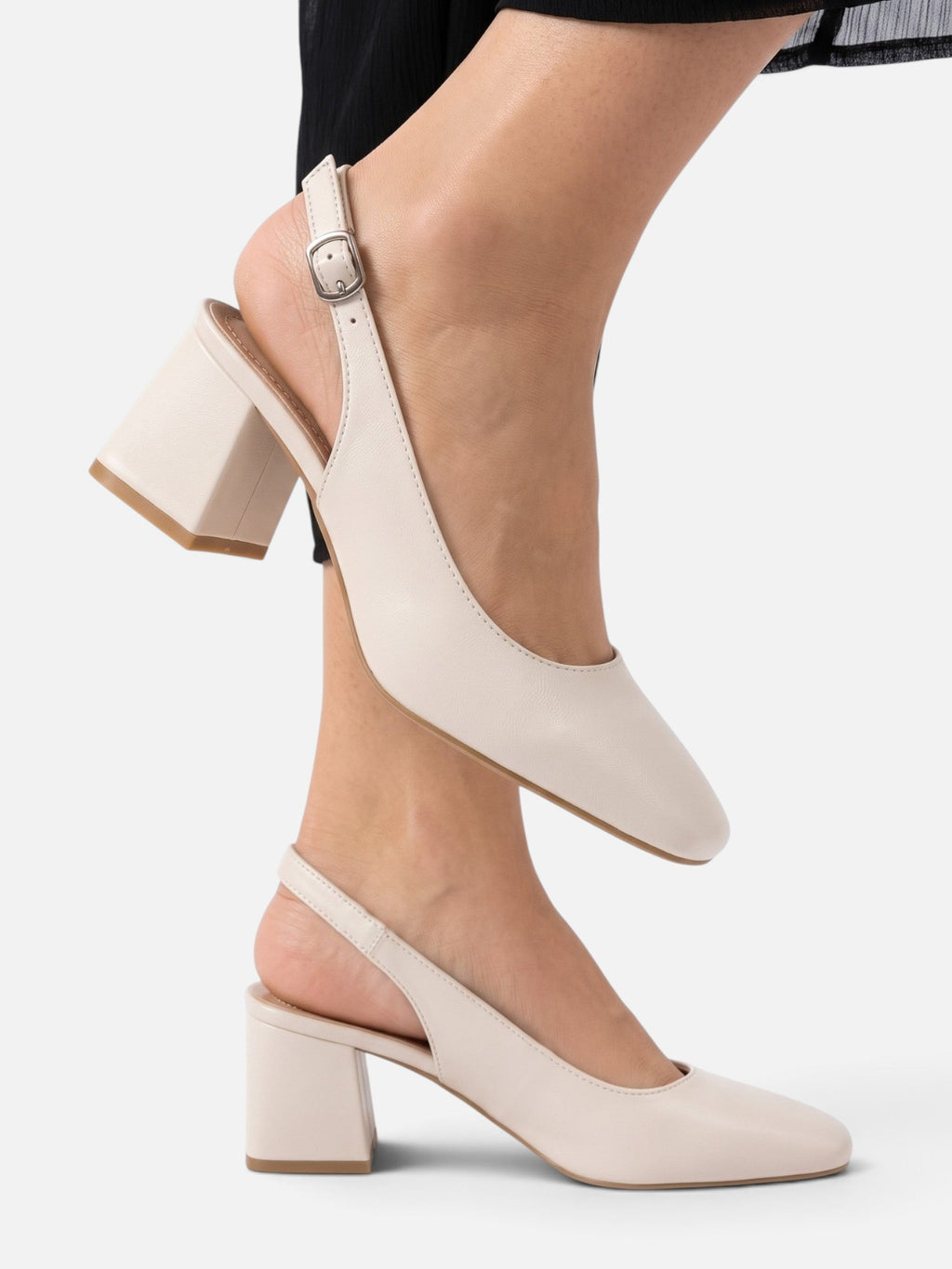 Square Toe Slingback Block Heels