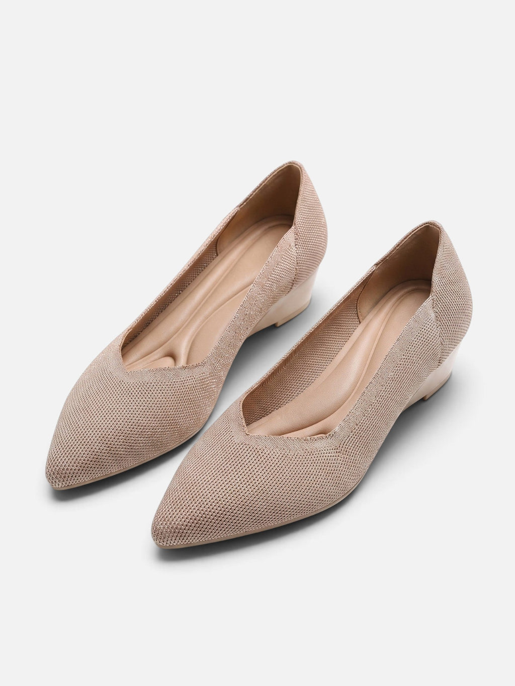 Pointed Toe Knit Wedge Heels with Cushioned Insole