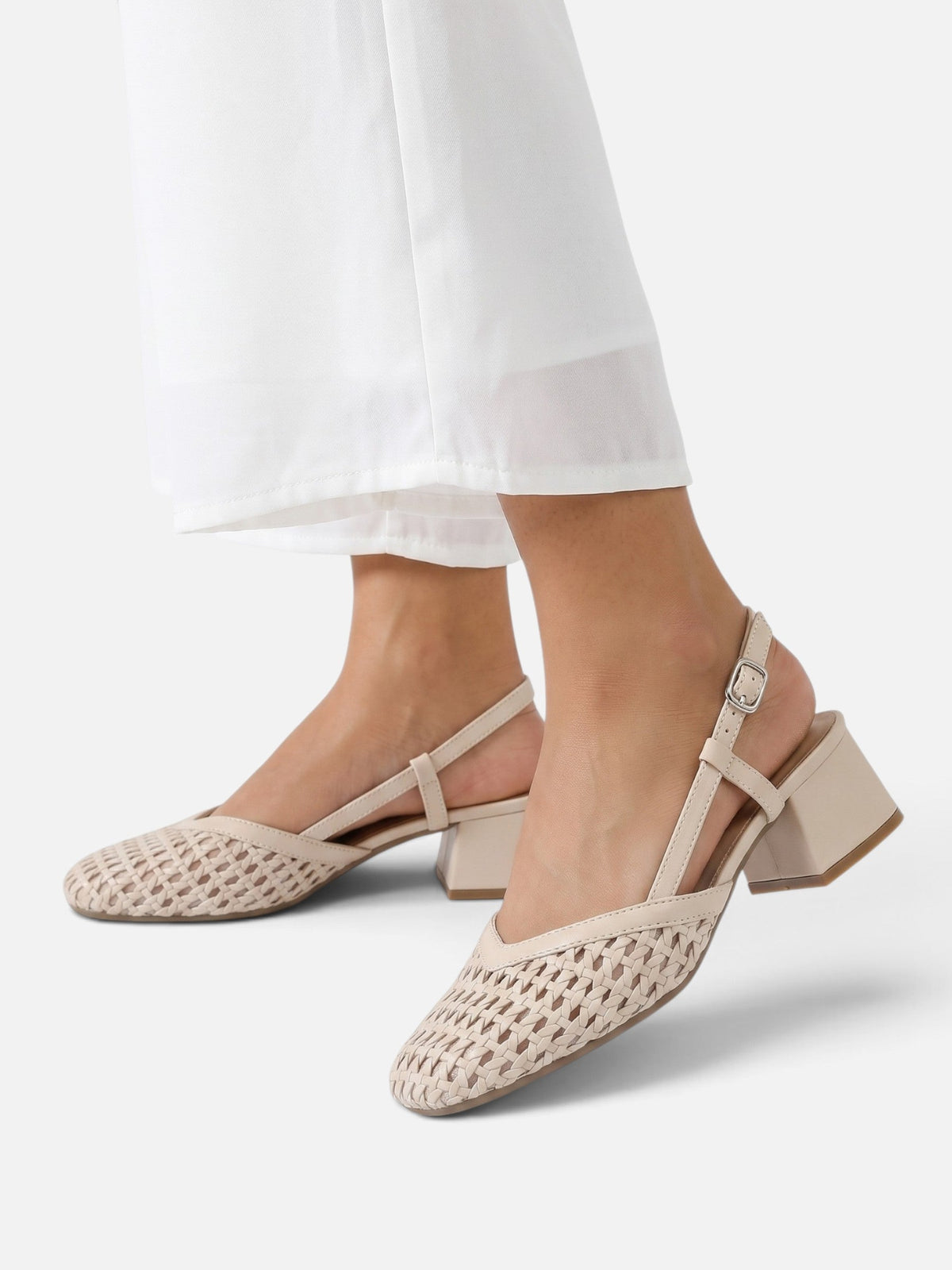 Woven Slingback Block Heels
