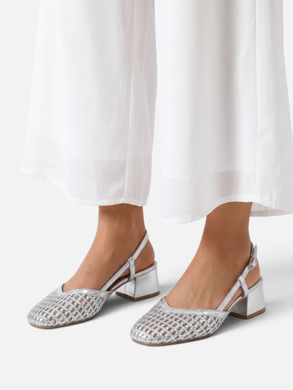Woven Slingback Block Heels