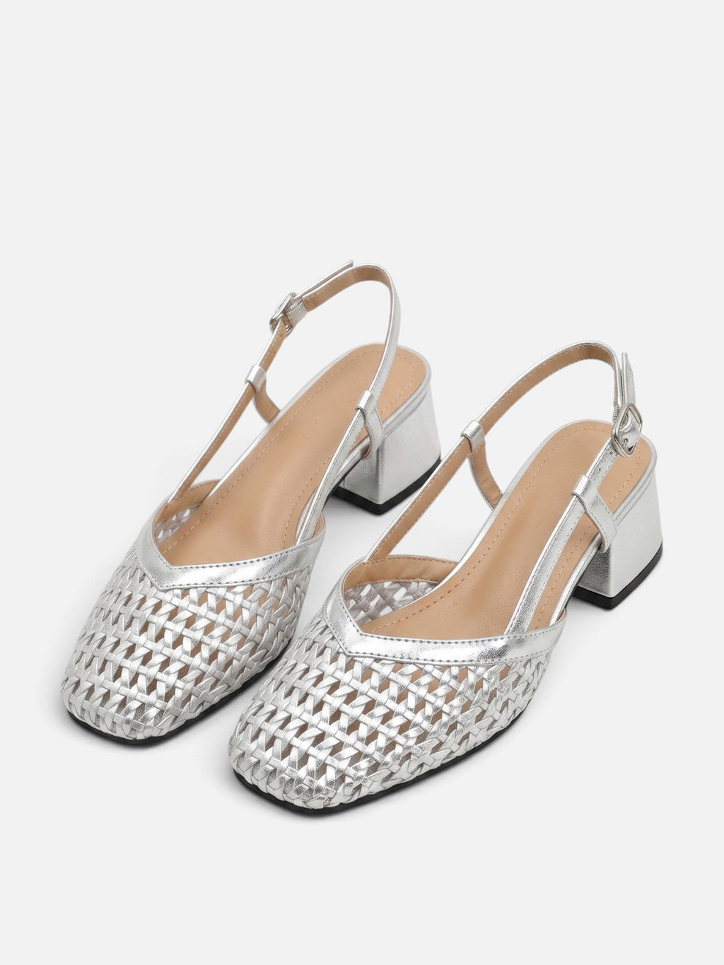 Woven Slingback Block Heels