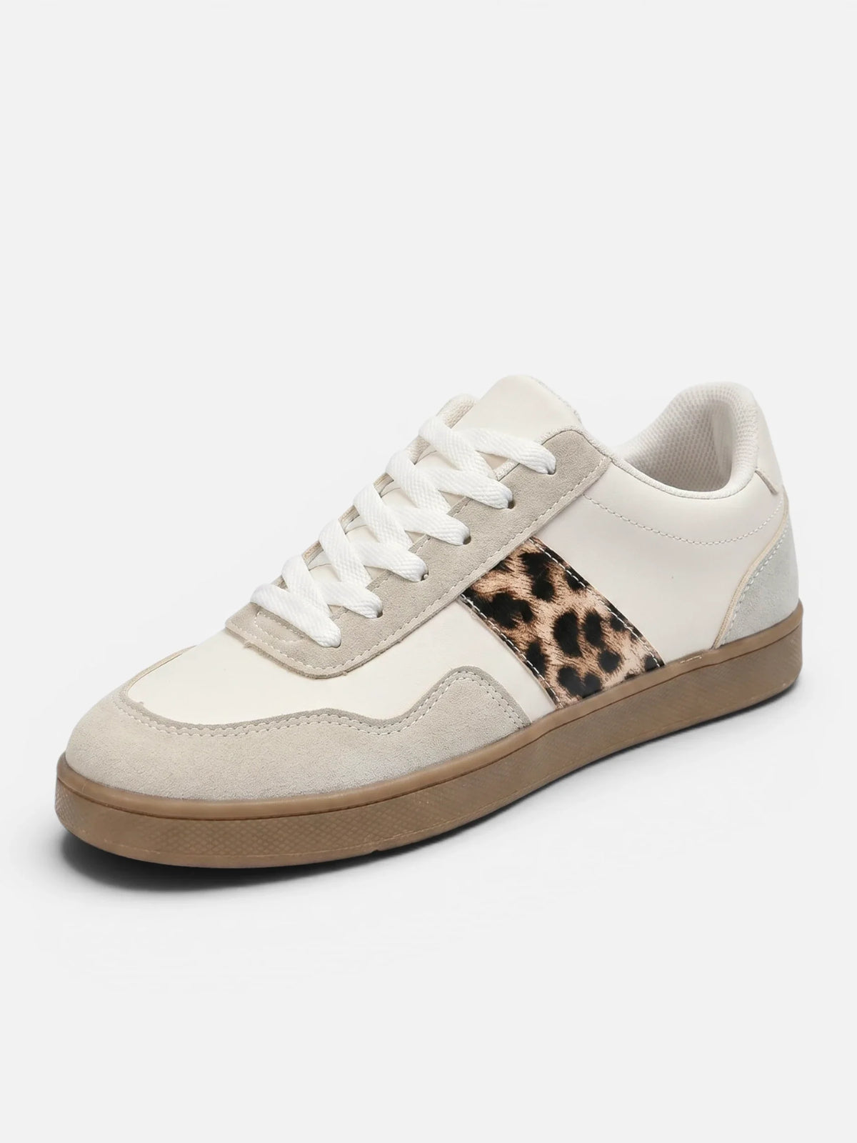 Retro Trainers with Leopard Print Stripe