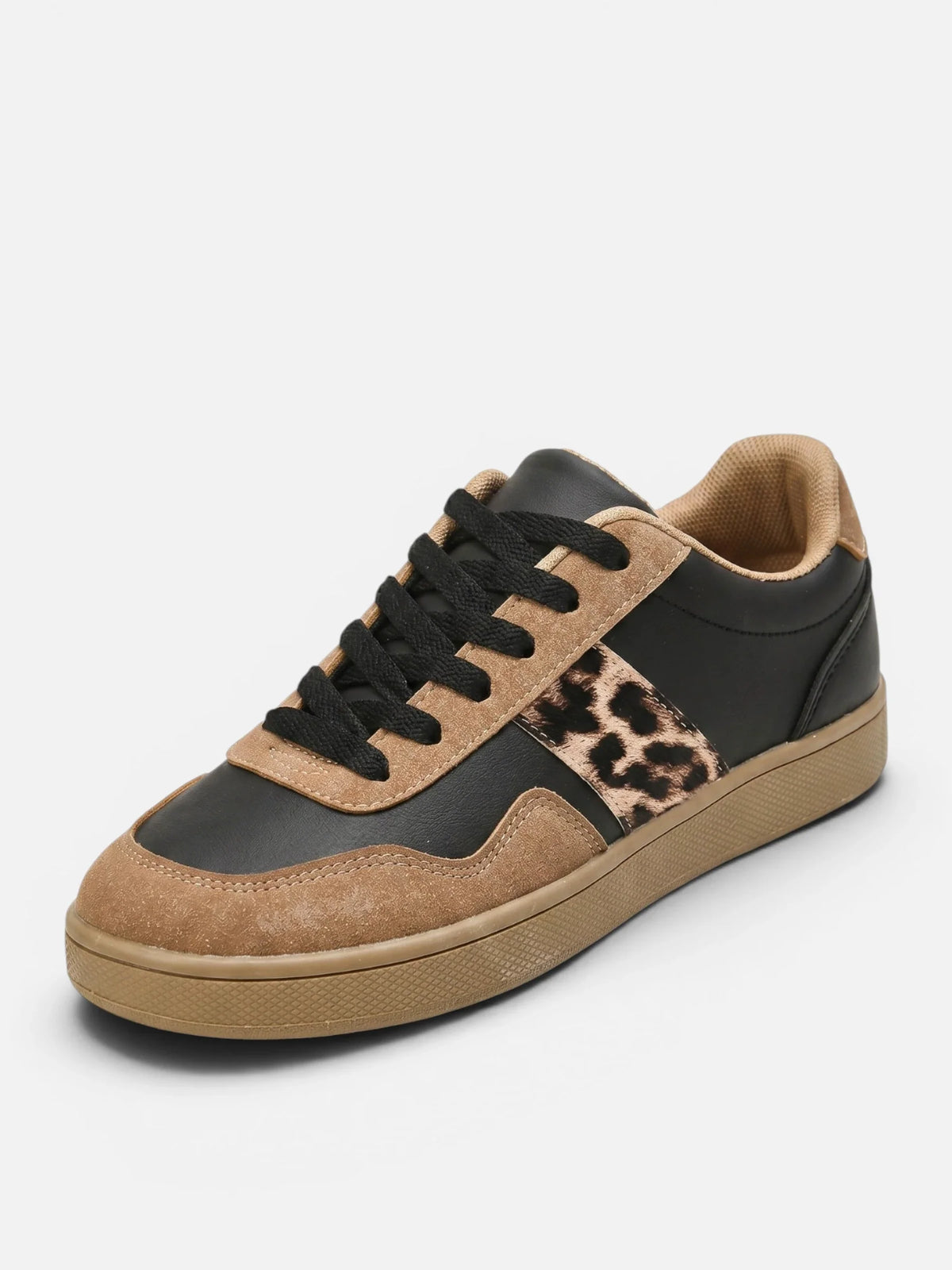 Retro Trainers with Leopard Print Stripe