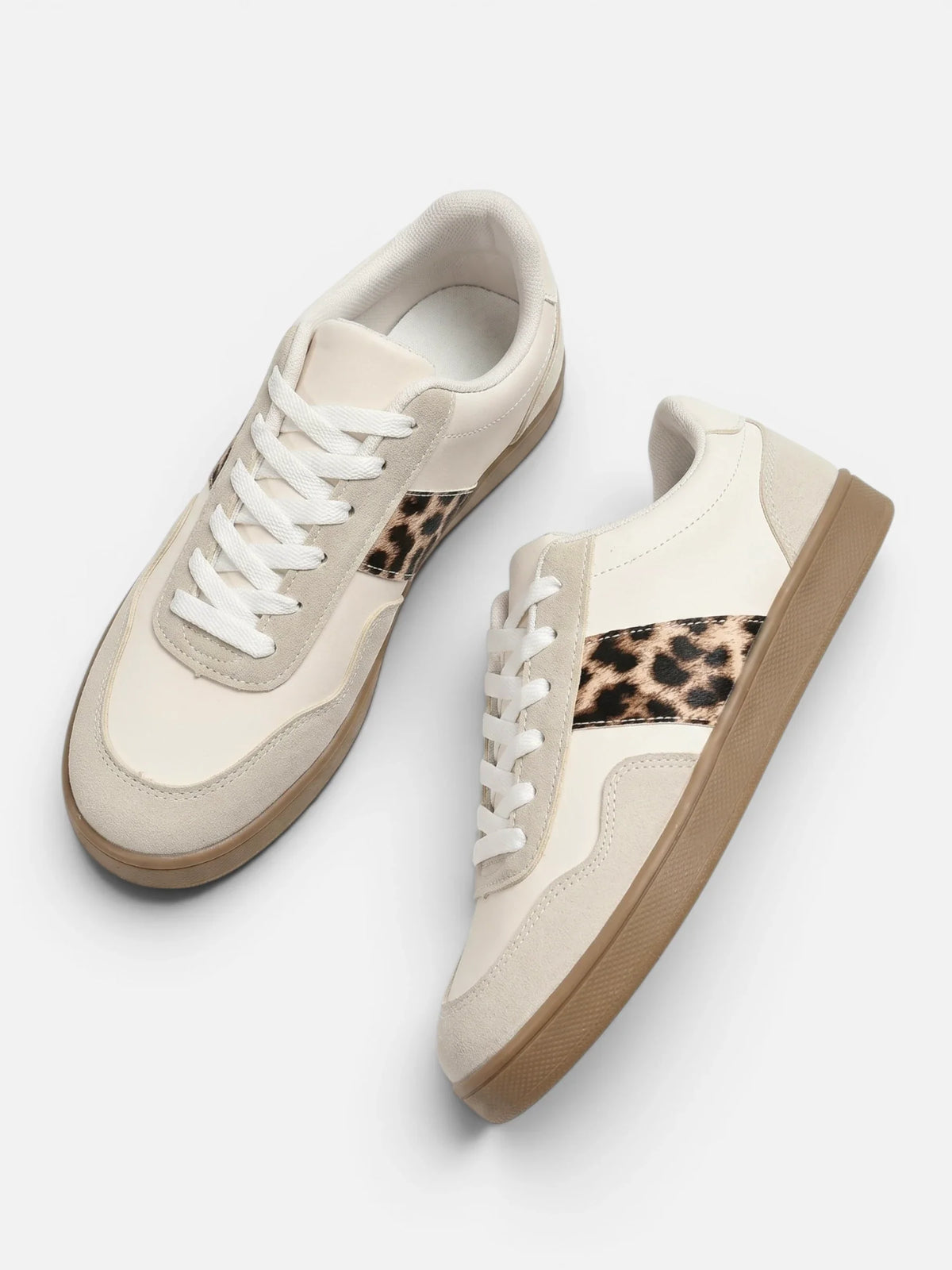 Retro Trainers with Leopard Print Stripe