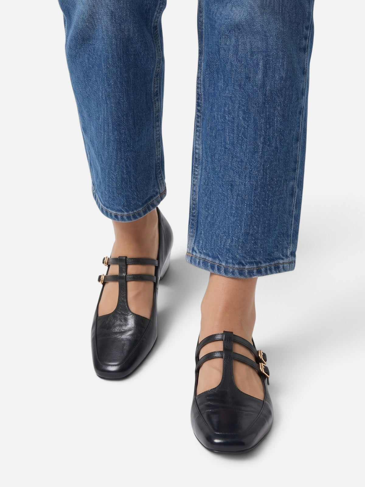 Square Toe Mary Jane Heels with Double Strap