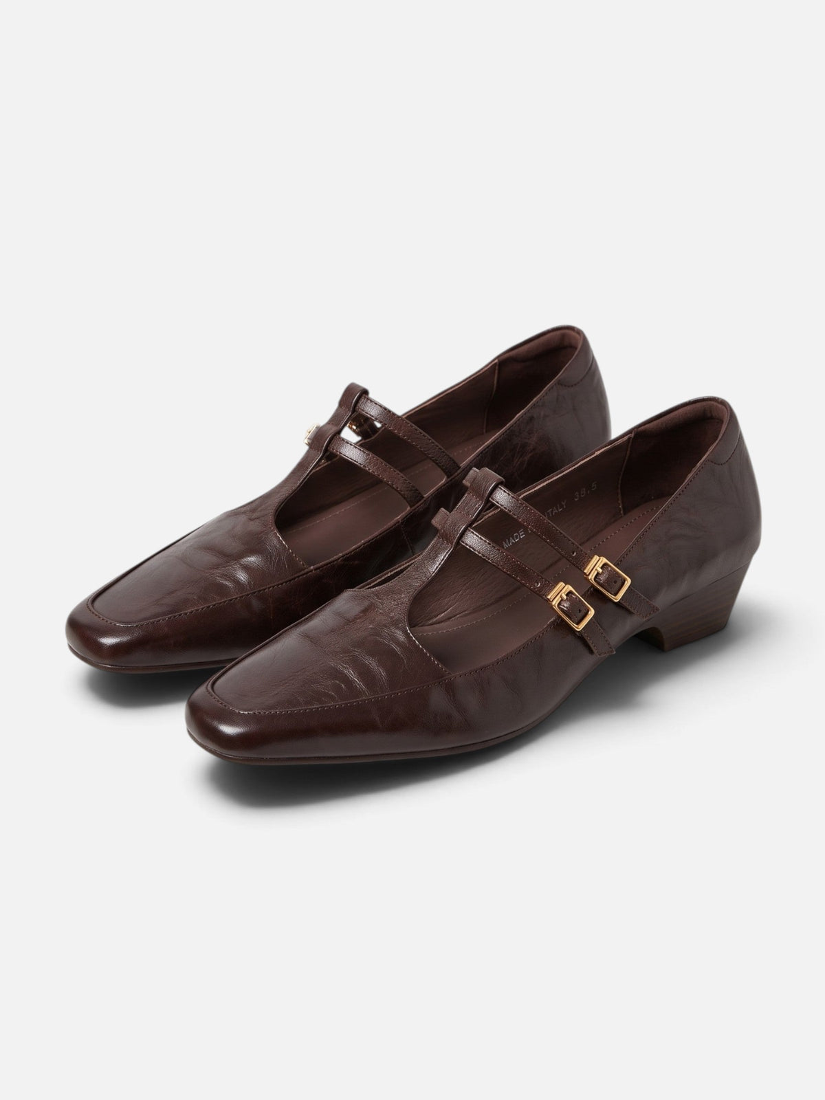 Square Toe Mary Jane Heels with Double Strap