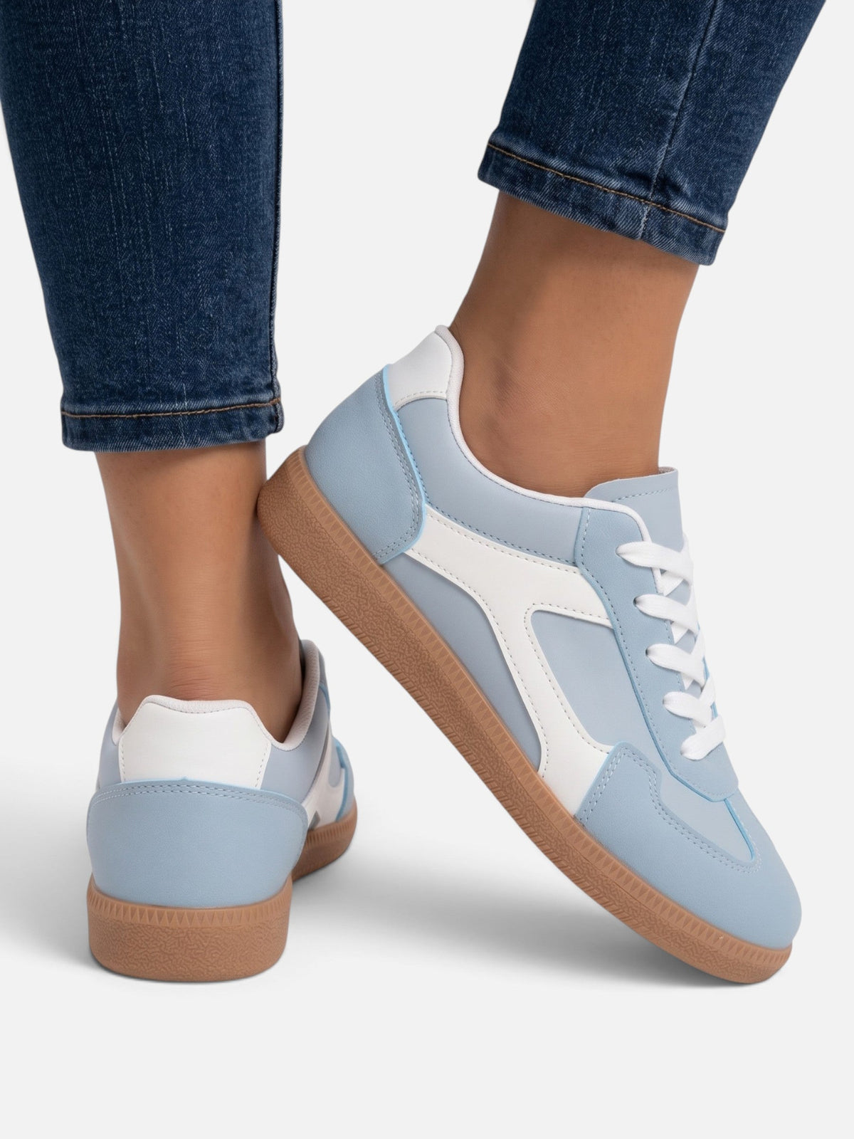 Two-Tone Panelled Retro Trainers