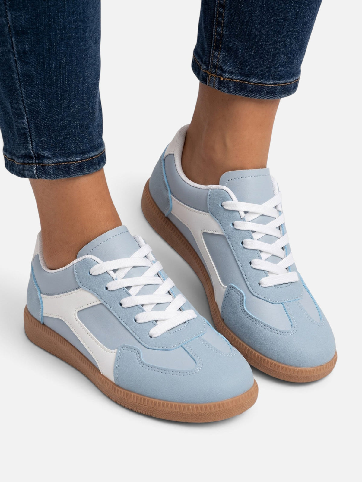 Two-Tone Panelled Retro Trainers