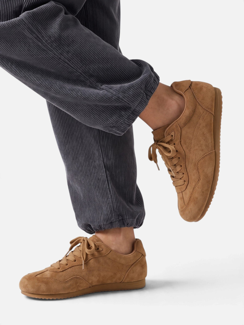 Suede-Look Retro Lace-Up Trainers