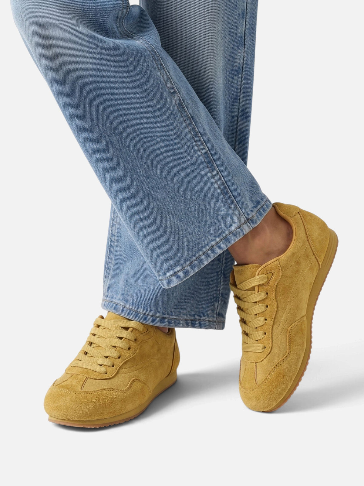 Suede-Look Retro Lace-Up Trainers