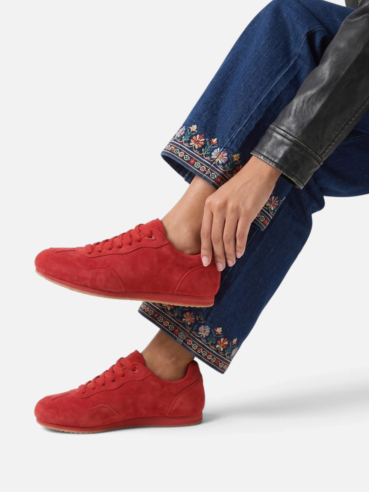 Suede-Look Retro Lace-Up Trainers