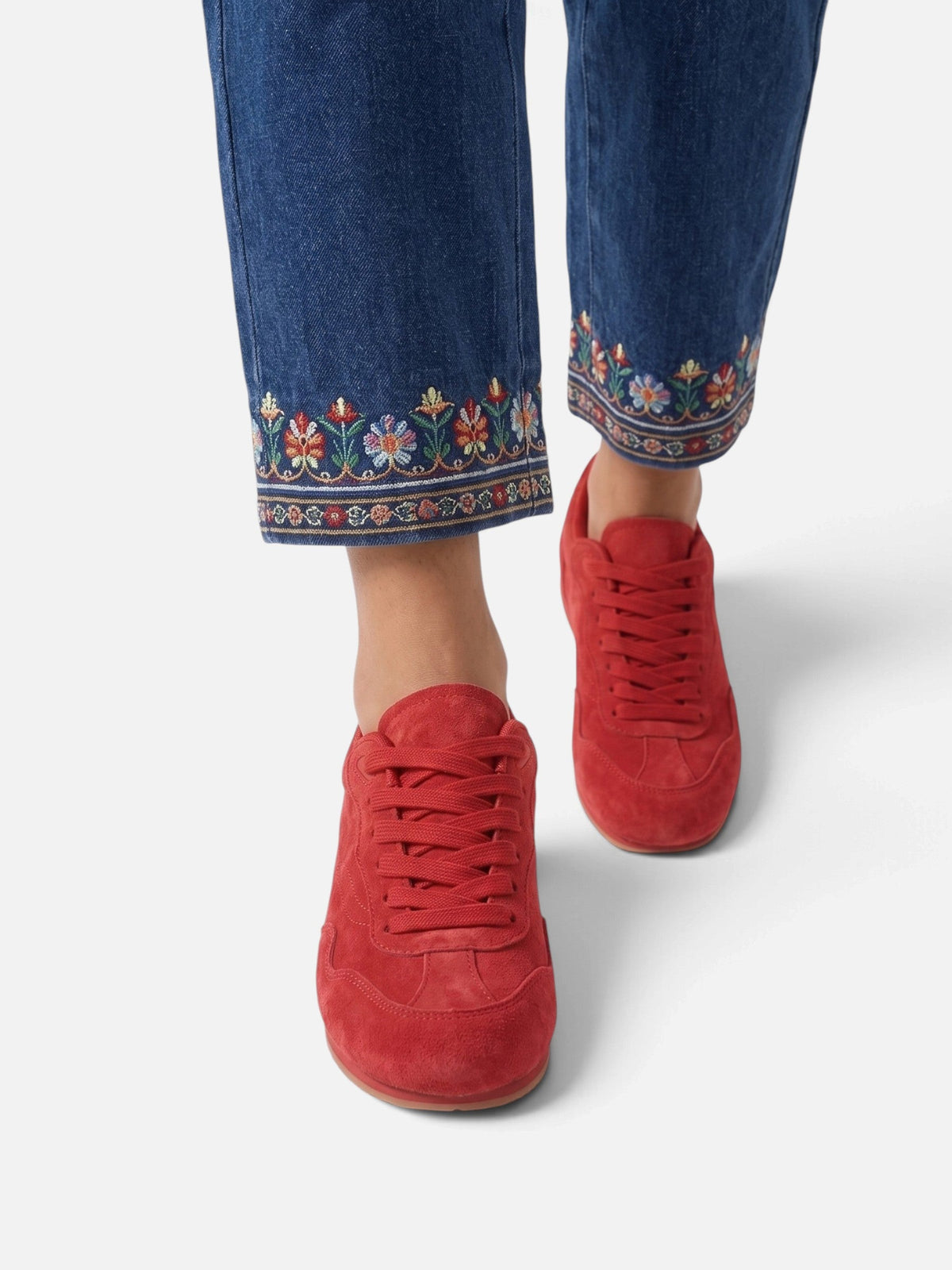 Suede-Look Retro Lace-Up Trainers