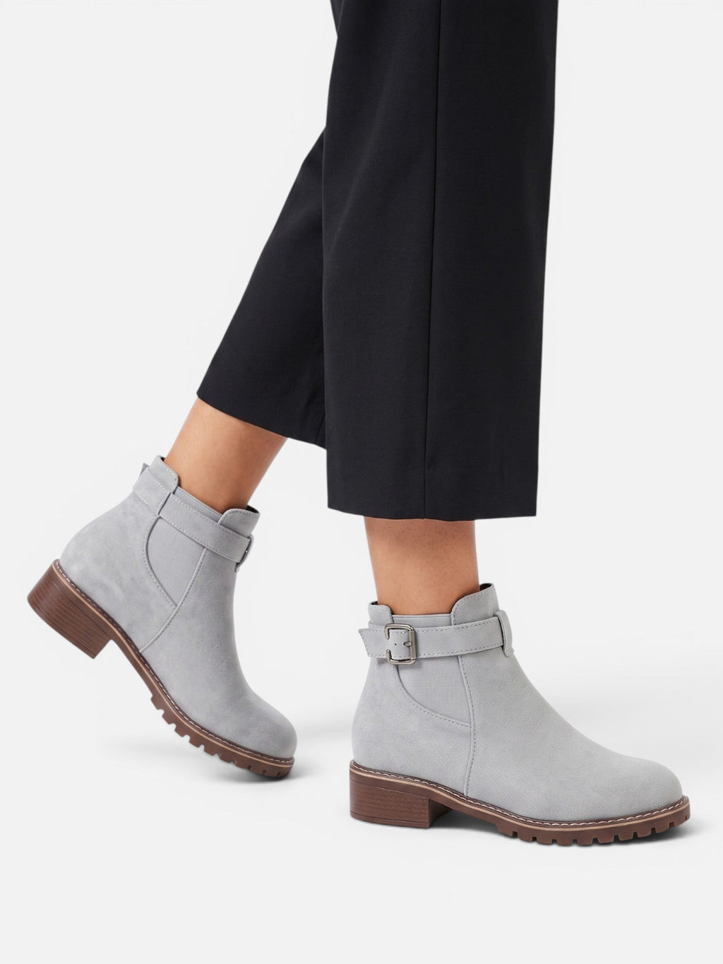 Suede Chelsea Boots with Buckle and Chunky Sole