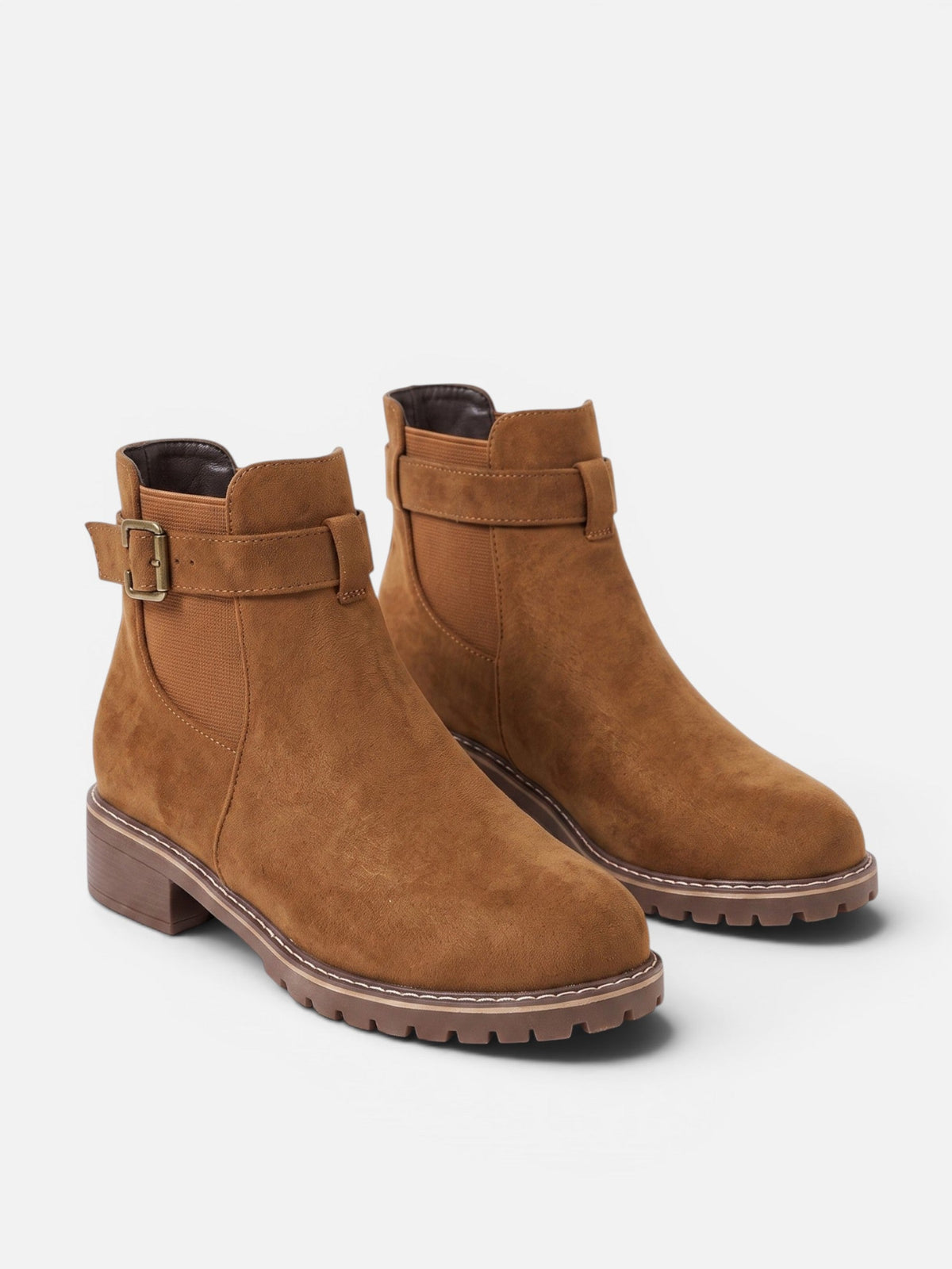 Suede Chelsea Boots with Buckle and Chunky Sole