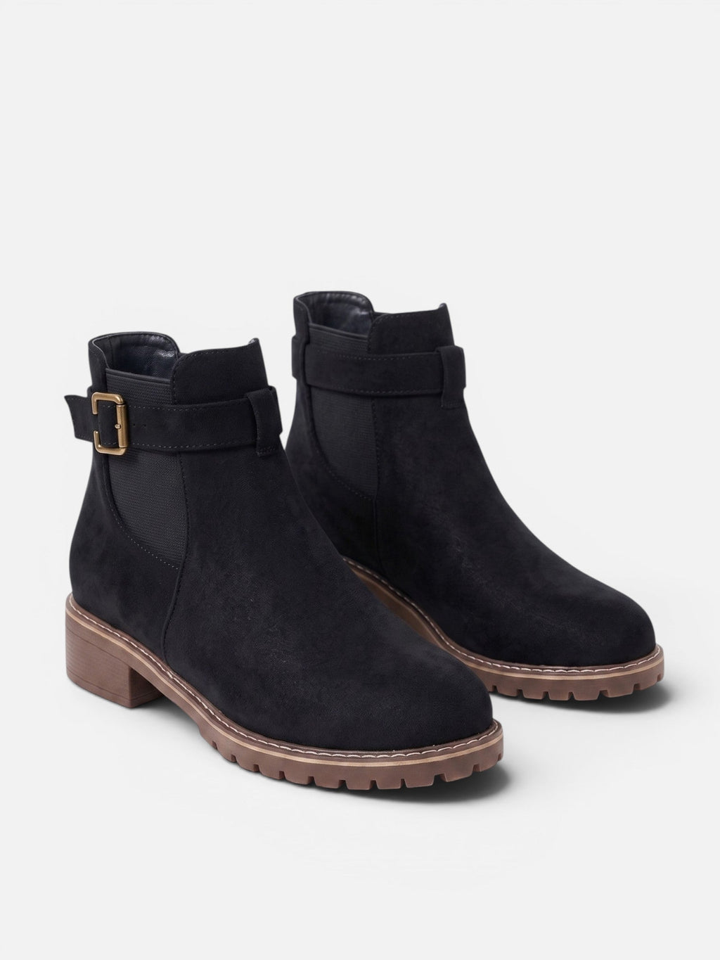 Suede Chelsea Boots with Buckle and Chunky Sole