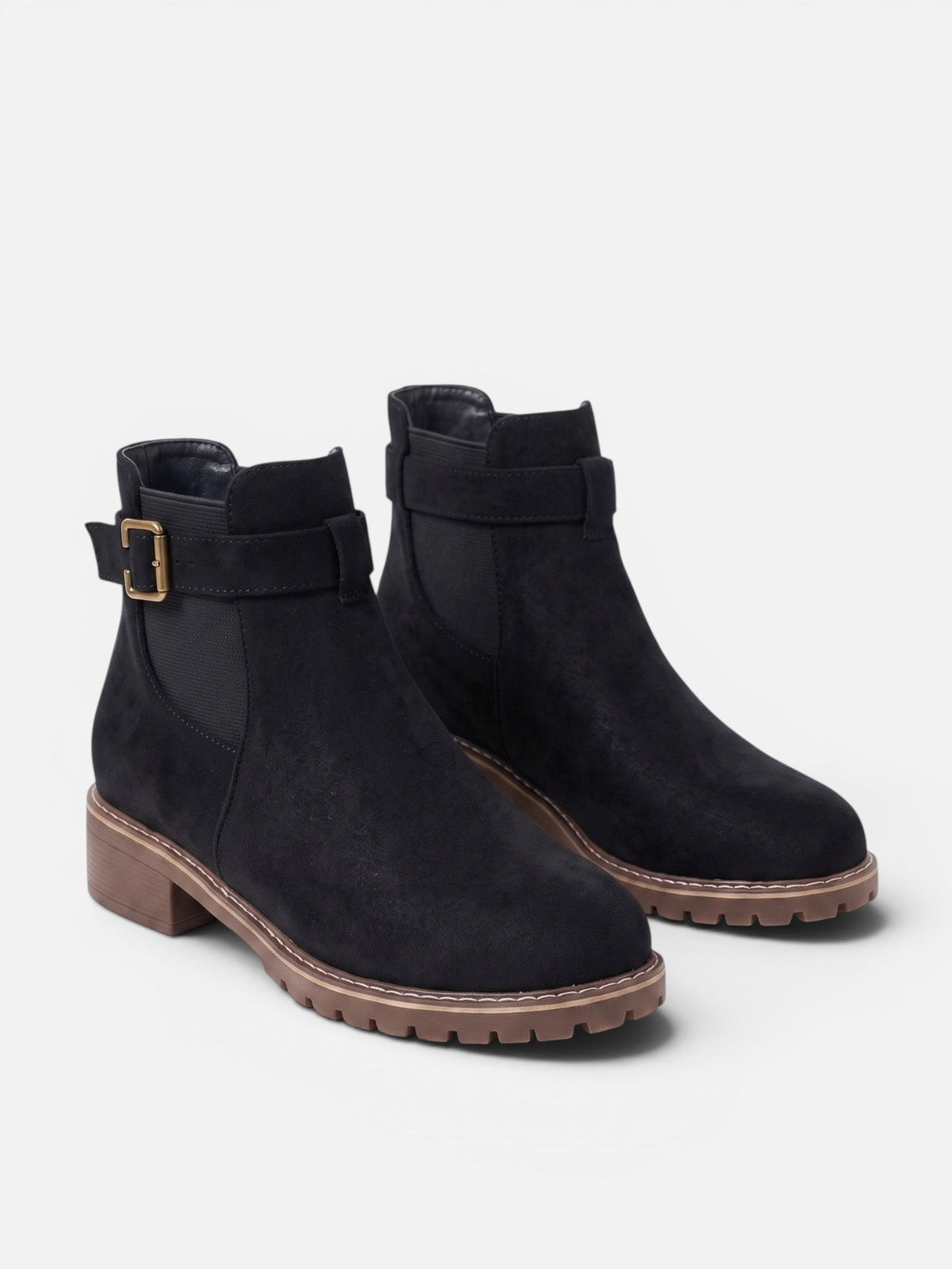 Suede Chelsea Boots with Buckle and Chunky Sole