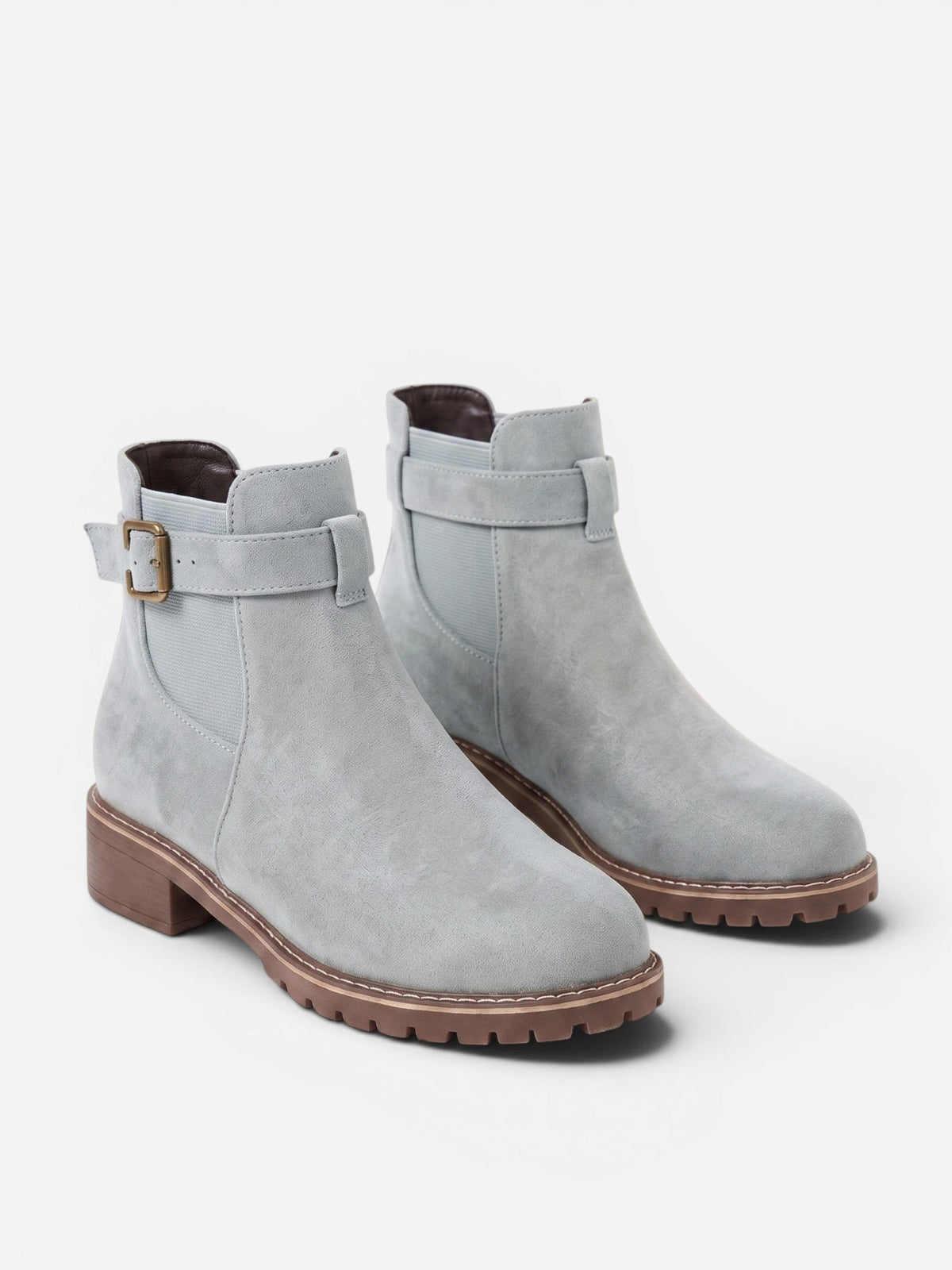 Suede Chelsea Boots with Buckle and Chunky Sole