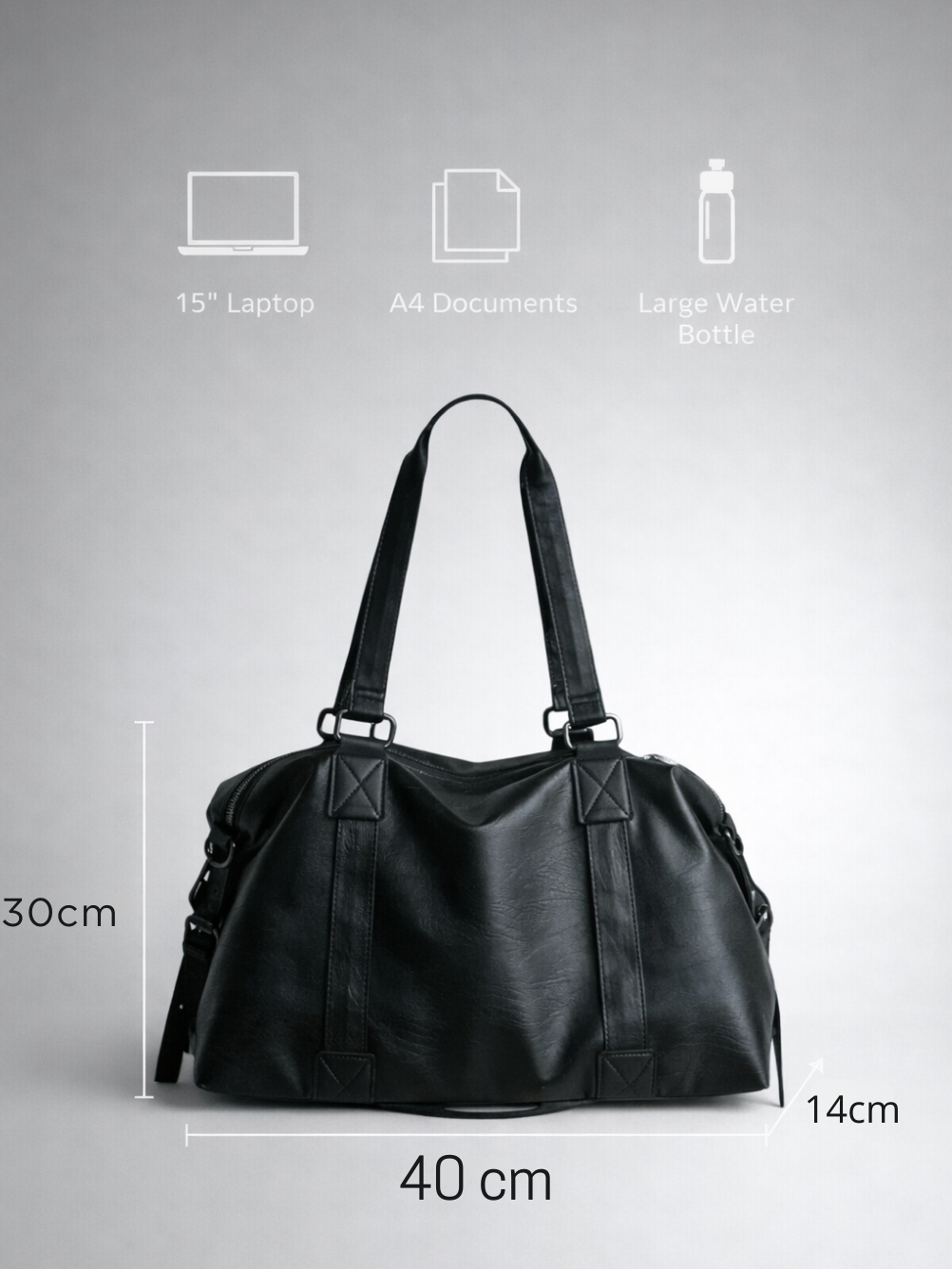 Vegan Leather University Tote with Wide Straps